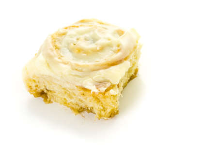 Freshly baked sourdough cinnamon rolls on a white background.の写真素材