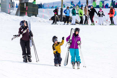 Arapahoe Basin, Colorado, USA-January 18, 2015. Mid season skiing at Araphoe basing ski resort.のeditorial素材