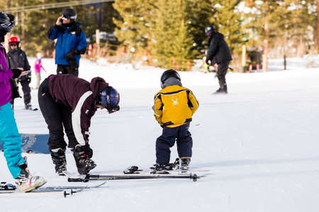 Arapahoe Basin, Colorado, USA-January 18, 2015. Mid season skiing at Araphoe basing ski resort.のeditorial素材