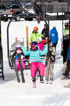 Arapahoe Basin, Colorado, USA-January 18, 2015. Mid season skiing at Araphoe basing ski resort.のeditorial素材