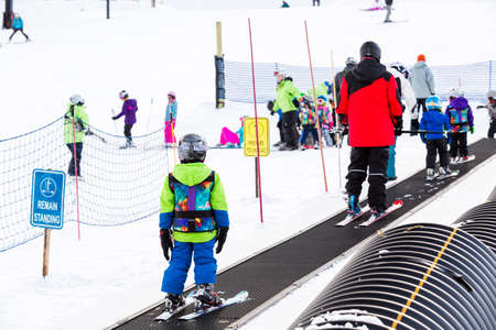 Arapahoe Basin, Colorado, USA-January 18, 2015. Mid season skiing at Araphoe basing ski resort.のeditorial素材