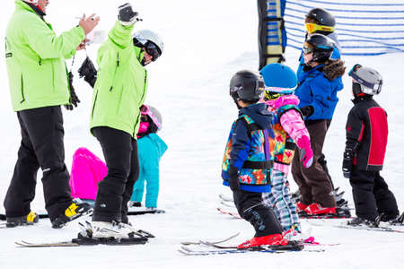 Arapahoe Basin, Colorado, USA-January 18, 2015. Mid season skiing at Araphoe basing ski resort.のeditorial素材