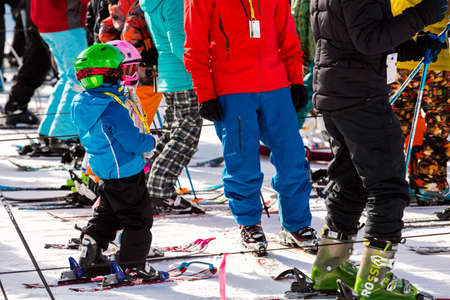 Arapahoe Basin, Colorado, USA-January 18, 2015. Mid season skiing at Araphoe basing ski resort.のeditorial素材
