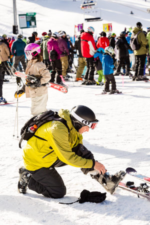 Arapahoe Basin, Colorado, USA-January 18, 2015. Mid season skiing at Araphoe basing ski resort.のeditorial素材