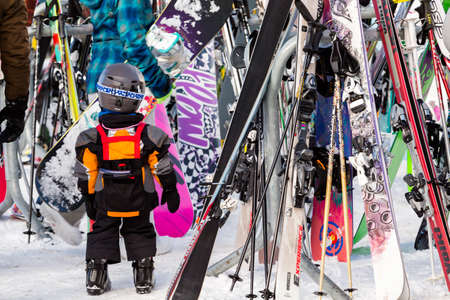 Arapahoe Basin, Colorado, USA-January 18, 2015. Mid season skiing at Araphoe basing ski resort.のeditorial素材