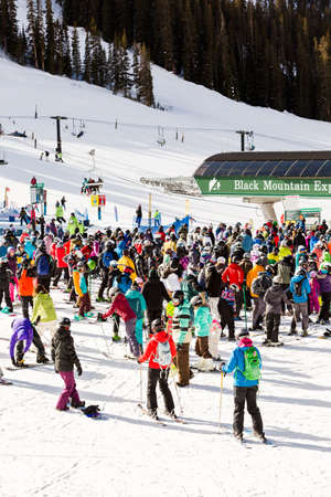 Arapahoe Basin, Colorado, USA-January 18, 2015. Mid season skiing at Araphoe basing ski resort.のeditorial素材