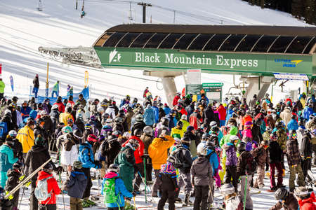 Arapahoe Basin, Colorado, USA-January 18, 2015. Mid season skiing at Araphoe basing ski resort.のeditorial素材