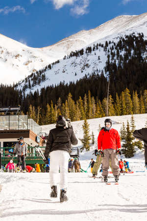 Arapahoe Basin, Colorado, USA-January 18, 2015. Mid season skiing at Araphoe basing ski resort.のeditorial素材