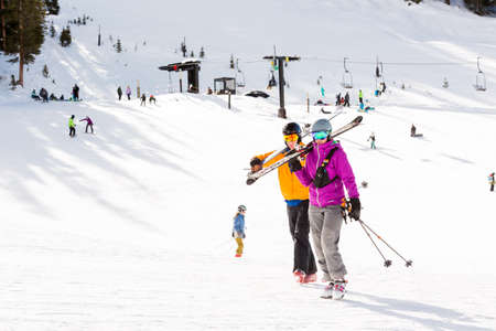 Arapahoe Basin, Colorado, USA-January 18, 2015. Mid season skiing at Araphoe basing ski resort.のeditorial素材