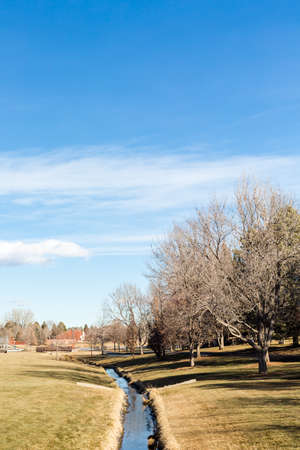 Typical suburban American park in late January.の写真素材