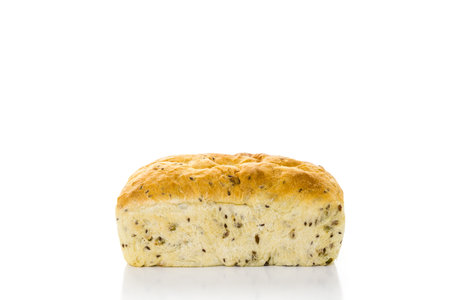 Fresh artisan sourdough seeded bread on the table.