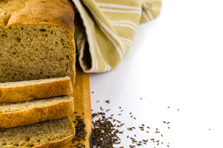 Fresh artisan sourdough rye bread on the table.