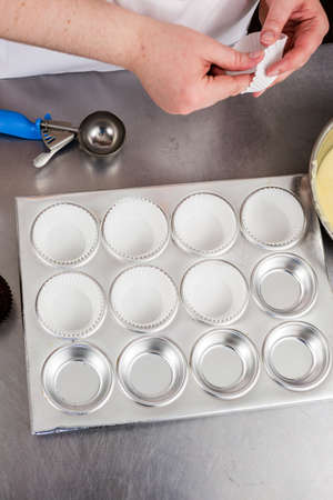 Baking cupcakes at the cupcake store.の写真素材