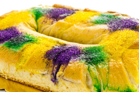 Freshly baked cheese King Cake for celebrating Mardi Gras.の写真素材