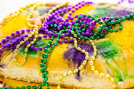 Freshly baked cheese King Cake for celebrating Mardi Gras.の写真素材