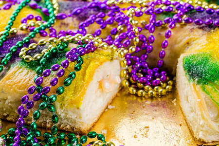 Table decorated for Mardi Gras party.の写真素材