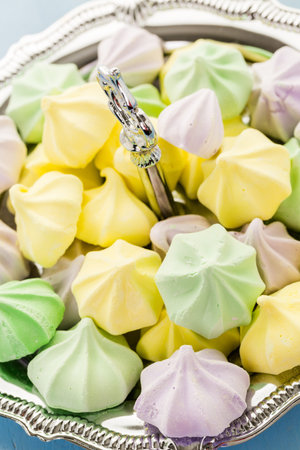 Pastel color meringue cookies for Easter.