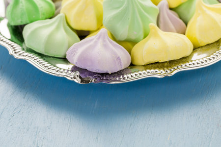 Pastel color meringue cookies for Easter.の写真素材