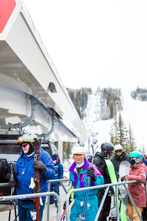 Keystone, Colorado, USA-February 22, 2015.  Ski resort at the end of the season after the snow storm...
