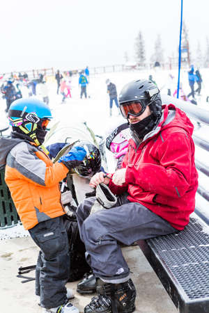 Keystone, Colorado, USA-February 22, 2015.  Ski resort at the end of the season after the snow storm in Colorado.のeditorial素材