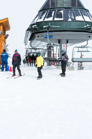 Keystone, Colorado, USA-February 22, 2015.  Ski resort at the end of the season after the snow storm in Colorado.のeditorial素材