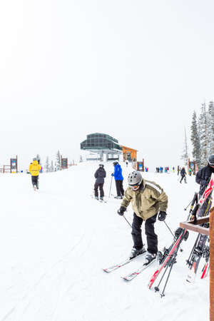 Keystone, Colorado, USA-February 22, 2015.  Ski resort at the end of the season after the snow storm in Colorado.のeditorial素材