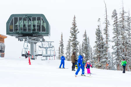 Keystone, Colorado, USA-February 22, 2015.  Ski resort at the end of the season after the snow storm in Colorado.のeditorial素材