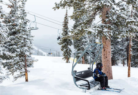 Keystone, Colorado, USA-February 22, 2015.  Ski resort at the end of the season after the snow storm in Colorado.のeditorial素材