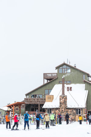 Keystone, Colorado, USA-February 22, 2015.  Ski resort at the end of the season after the snow storm...