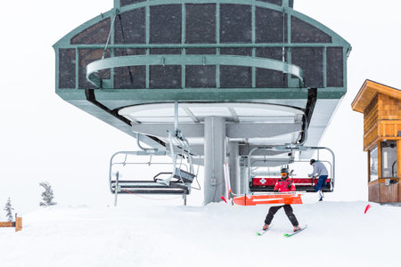 Keystone, Colorado, USA-February 22, 2015.  Ski resort at the end of the season after the snow storm...