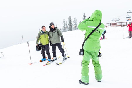 Keystone, Colorado, USA-February 22, 2015.  Ski resort at the end of the season after the snow storm in Colorado.のeditorial素材