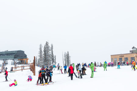 Keystone, Colorado, USA-February 22, 2015.  Ski resort at the end of the season after the snow storm...