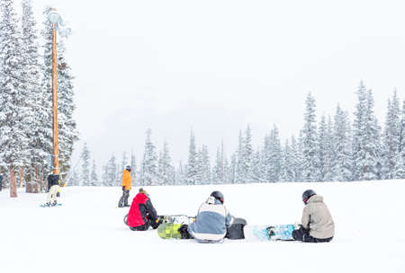 Keystone, Colorado, USA-February 22, 2015.  Ski resort at the end of the season after the snow storm in Colorado.のeditorial素材