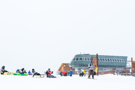 Keystone, Colorado, USA-February 22, 2015.  Ski resort at the end of the season after the snow storm...