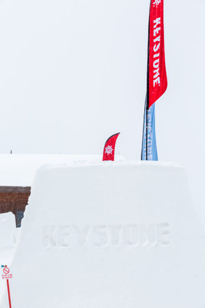 Keystone, Colorado, USA-February 22, 2015.  Ski resort at the end of the season after the snow storm...