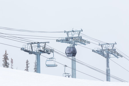 Keystone, Colorado, USA-February 22, 2015.  Ski resort at the end of the season after the snow storm...