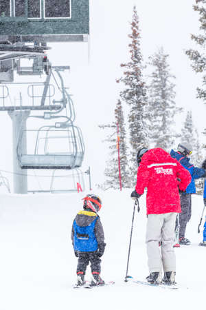 Keystone, Colorado, USA-February 22, 2015.  Ski resort at the end of the season after the snow storm in Colorado.のeditorial素材
