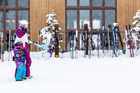 Keystone, Colorado, USA-February 22, 2015.  Ski resort at the end of the season after the snow storm in Colorado.