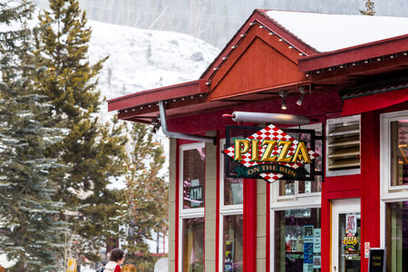 Keystone, Colorado, USA-February 22, 2015.  Ski resort at the end of the season after the snow storm in Colorado.のeditorial素材