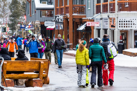 Keystone, Colorado, USA-February 22, 2015.  Ski resort at the end of the season after the snow storm in Colorado.のeditorial素材