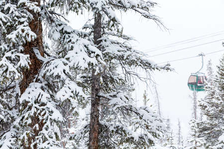 Ski resort at the end of the season after the snow storm in Colorado.の写真素材
