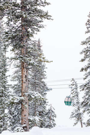 Ski resort at the end of the season after the snow storm in Colorado.の写真素材