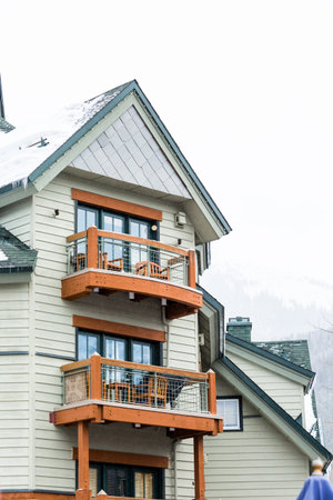 Ski resort at the end of the season after the snow storm in Colorado.のeditorial素材