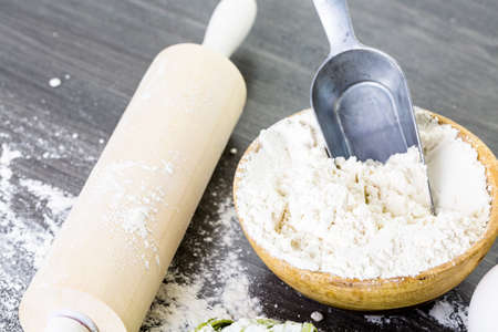 Making homemade pasta with farm fresh produce.の写真素材