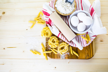 Making homemade pasta with organic ingredientsの写真素材