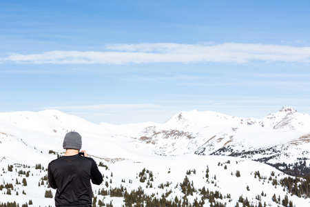 Loveland Pass, Colorado, USA-March 15, 2015. Typical weekend at Loveland pass on late Winter day.のeditorial素材