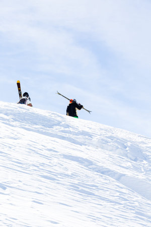 Loveland Pass, Colorado, USA-March 15, 2015. Typical weekend at Loveland pass on late Winter day.のeditorial素材