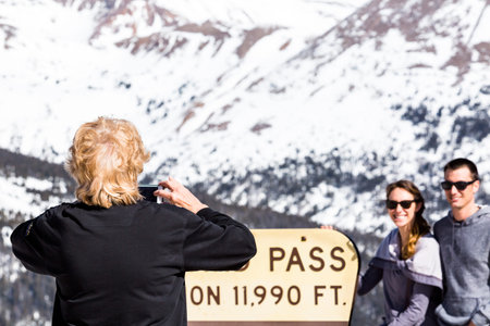 Loveland Pass, Colorado, USA-March 15, 2015. Typical weekend at Loveland pass on late Winter day.