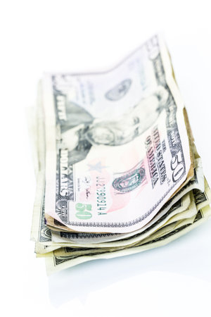 American bills on a white backgreound.