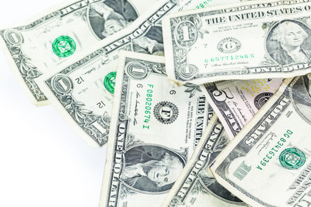 American bills on a white backgreound.